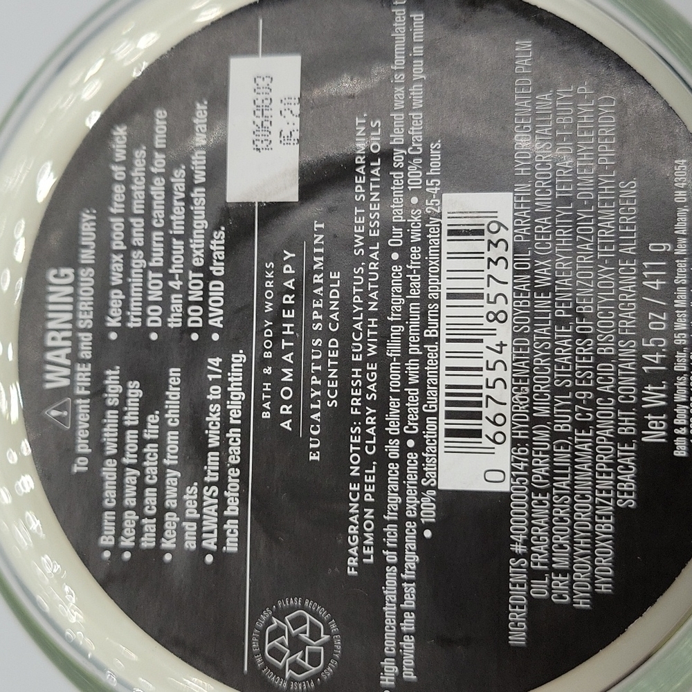 Bath & Body works stress relief eucalyptus spearmint 3 wick candle - Picture 3 of 4